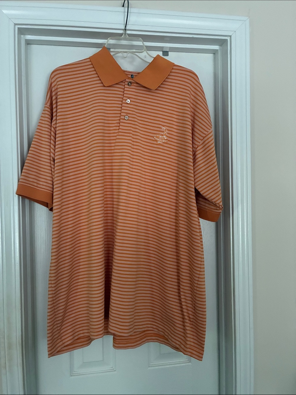 Men's XXL Putterboy Striped Orange Polo with Subtle Logo